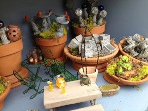Miniature garden assorted pieces in display