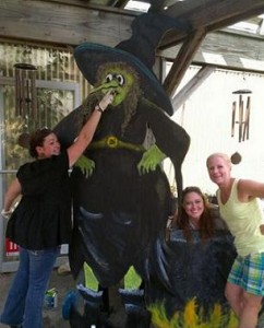 Molly, Jamie and Pinkie with our witch!