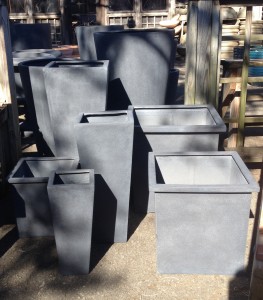Different shapes and sizes of light weight planters...
