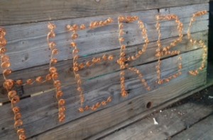 Molly created this herb sign with aluminum wire and old pallets...
