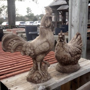 Cast stone Rooster and Chicken - 2015