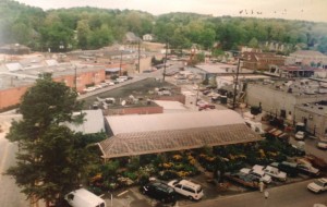 This aerial view from 1997 shows the finished shadehouse...